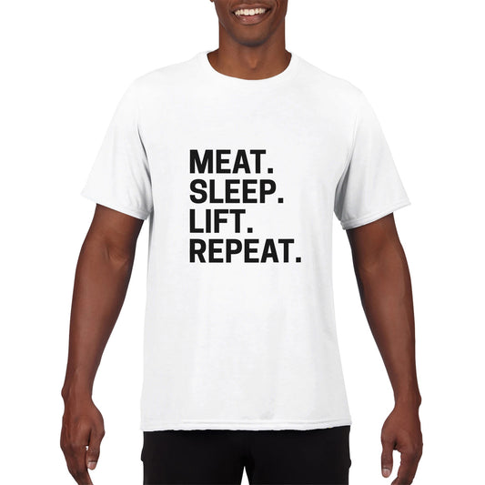 Meat. Sleep. Lift. Repeat. Performance Unisex Crewneck T-shirt