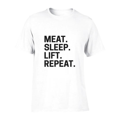 Meat. Sleep. Lift. Repeat. Performance Unisex Crewneck T-shirt